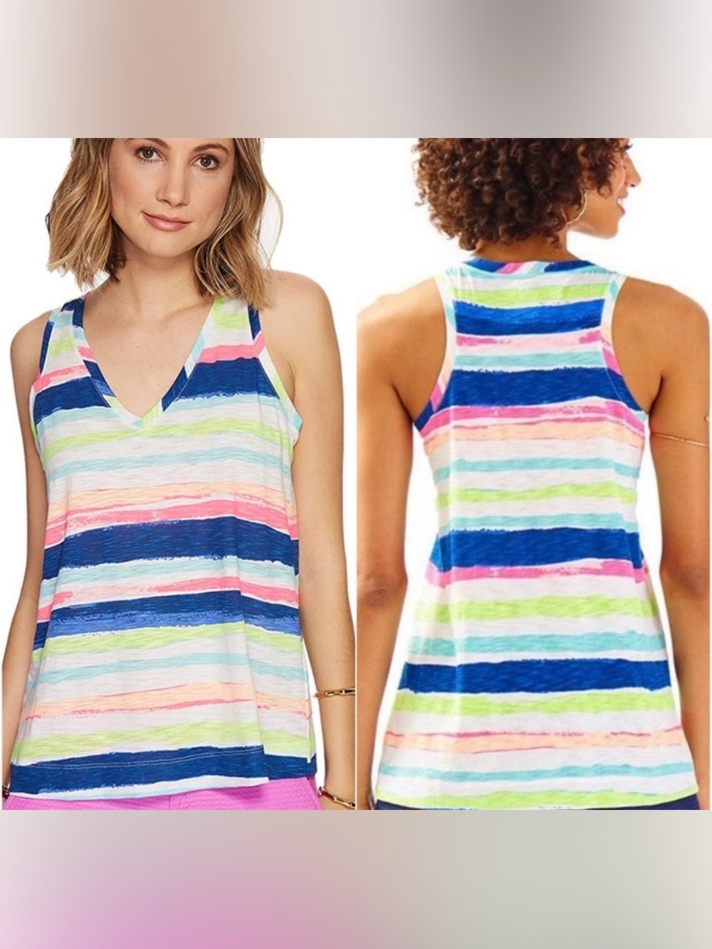 Lilly Pulitzer Jaylynne Tank Top cat's meow stripe size Medium's - Picture 2 of 7